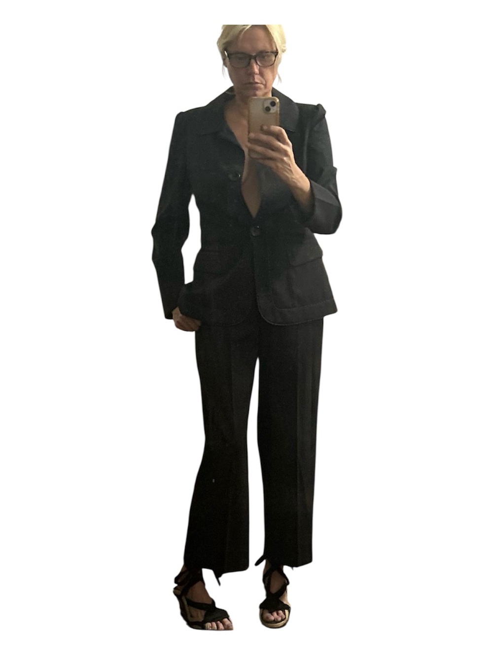 Y2K Louis Vuitton Uniforms Black Blazer Jacket and pants set wool blend EU 42/10